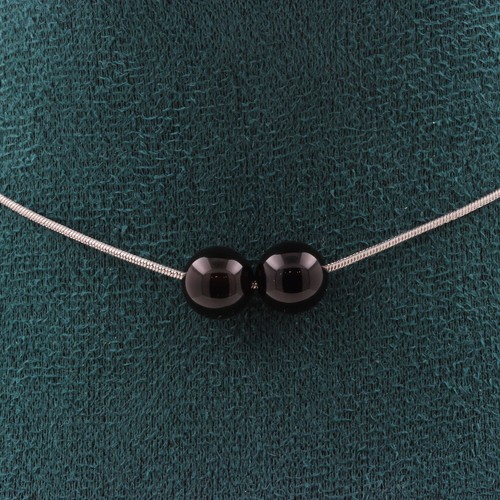 Collana perle agata nero 8 - collana,