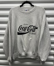 Felpa vintage anni 80 Enjoy Coca-Cola Classic Rebrand Russel Athletic grigia XL