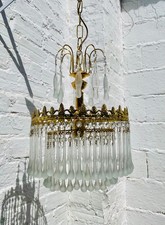 Lampadario vintage in vetro di