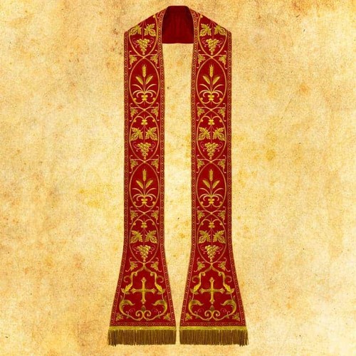 Stola romana ricamata rossa
