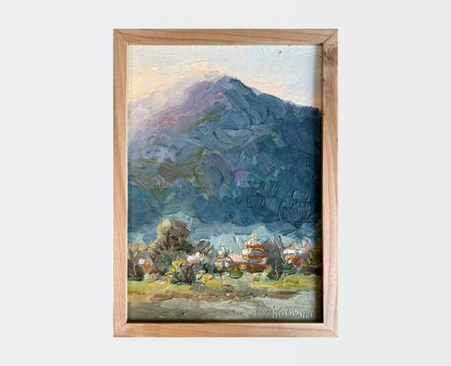 Dipinto olio villaggio dei