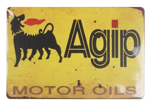 Insegna metallo latta agip - metallo,