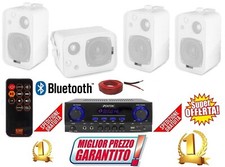 IMPIANTO FILODIFFUSIONE LOCALI Amplificatore 4 Casse audio Bianche o Nere+50Cavo
