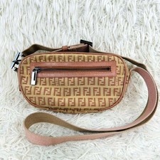Borsa a tracolla FENDI Zucchino tela bordo pelle marrone autentica usata dal Giappone