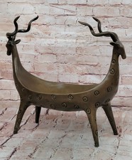 Bronzo Scultura da Collezione Statua Speciale Patina Vaso Fioriera Deco