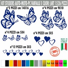 Kit 26 adesivi farfalle cuori