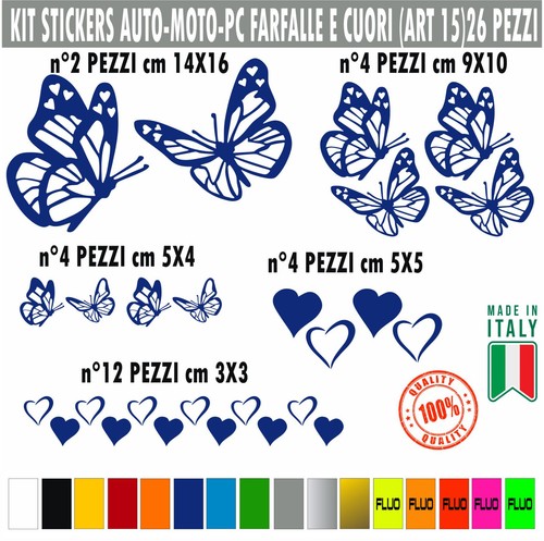 Kit adesivi farfalle cuori - 26,