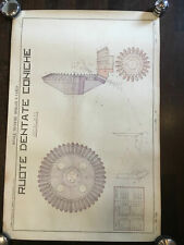 Poster disegno tecnico Ruote dentate coniche Scuole S. Carlo 1932 - P304