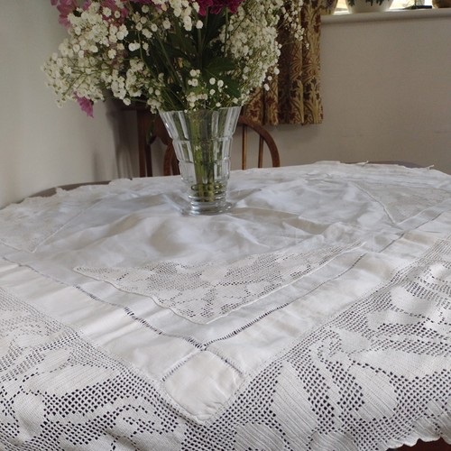 Tovaglia vintage lino - , bianco