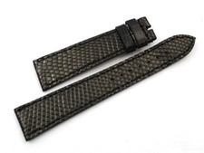 Nuovo Cinturino Pelle Lucertola Nero Lucido Piatto 20/16mm Accessori Ricambi New