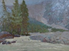 Dipinto a olio di Mario Moretti Foggia (1882-1954), Il torrente