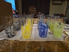 Confetti Art (12) Bicchieri in Vetro (3) Nero, (3) Giallo, (3) Blu e (3) Verde Ea.