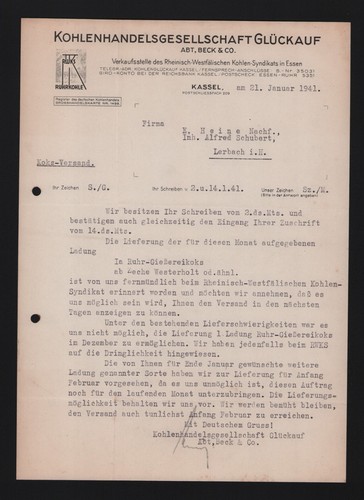Kassel lettera 1941 - kassel,, società