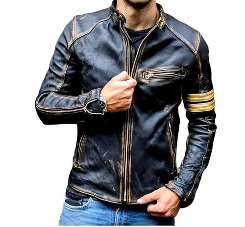 Giacca pelle uomo moto biker