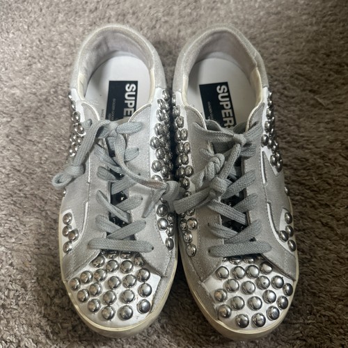 Golden goose gray studded - golden,