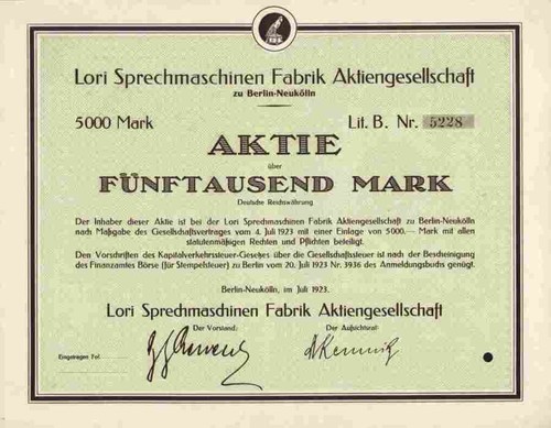 Lori citofoni fabrik - ag, 1923