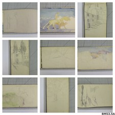 9 DISEGNI ANTICHI IN ALBUM FRANCIA INIZIO SECOLO VARI SOGGETTI MATITA BM53.5A