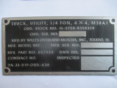Targa willys jeep m38a1 - willys,