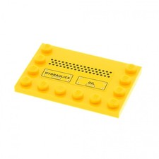 1x Piastrella Lego modificata 4x6 gialla sticker HYDRAULICS OIL 7632 6180pb024