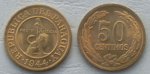 Paraguay centimos moneta - paraguay, 50