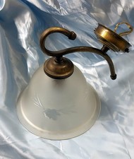 Applique in ottone anticato paralume in vetro cm.18