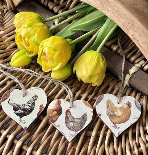 Decoupage cuori in - 3, legno