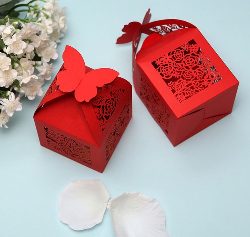 10pz farfalle bomboniere rosso - farfalle,