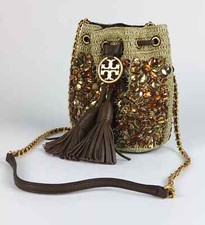 Seducente! Nuova Tory Burch Borsa a secchiello Fleming Soft Crochet con Pietre