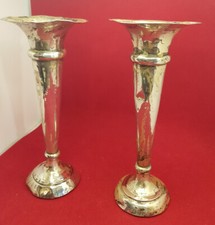 EPOCA 800 ' - COPPIA  CANDELABRI IN  ARGENTO PUNZONATI INGLESI ALTEZZA CM 20