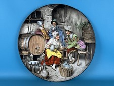 Antico Grande Piatto In Ceramica Villeroy & Boch Dipinto Firmato O. Stephan 1892