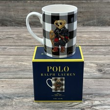 Tazza Polo Ralph Lauren Polo Bear nero bianco ciaspole tazza caffè NUOVA IN SCATOLA