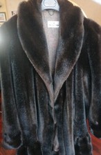 PELLICCIA ECOLOGICA DI VISONE TG 46 DONNA COLORE MARRONE COME NUOVA 