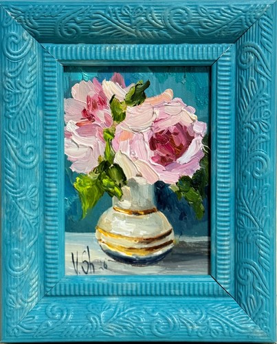 Dipinto olio originale peonie
