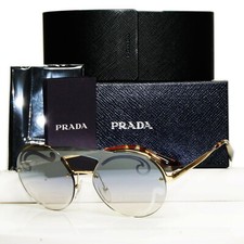Occhiali da sole Prada Barocco Swirl oro blu sfumato metallo tondo SPR 65T ZVN-0D0