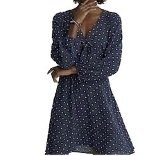 Abito American Eagle scollo a V MIDI manica lunga a pois su pois taglia media