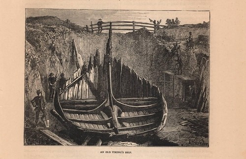 Stampa antica norvegia - antica, nave