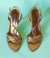 OPERA Sandaletti Scarpe da Sera Donna Oro Tacco a spillo Vero Cuoio numero 39