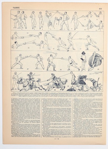 Antique french print sabre - french,
