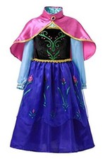 Costume Anna Frozen Carnevale Halloween Bambina Colore blu Mantello Rosa
