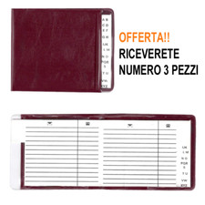 RUBRICA TELEFONICA TASCABILE 3 PEZZI NOME INDIRIZZO TELEFONO COLORE SIMIL PELLE