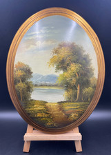 Quadro ovale vintage olio - , sul