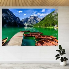 Adesivo da parete Lago Braies Dolomiti Montagne 3d Vista Poster Decalcomania A259