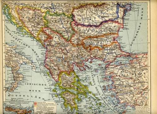 1901 antica mappa balcani - mappa,
