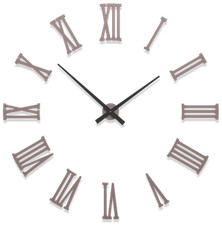 Orologio da parete numeri romani adesivi legno colore grigio prugna 124cm