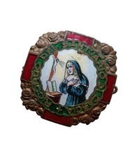 *HH* Antica Spilla Smaltata Religiosa Votiva Devozionale Santa Rita Da Cascia 
