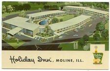 Moline IL Holiday Inn Hotel Cartolina pubblicitaria d'epoca Illinois