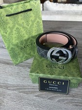 Cintura Gucci Nera Fibbia in Argento 120 cm