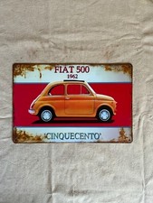 Insegna in metallo  Fiat 500 1962, 30x20 cm
