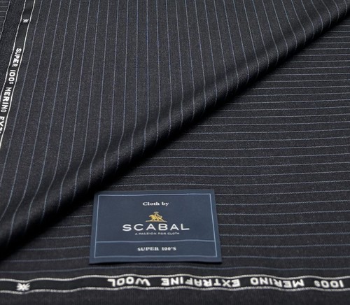 Grey blue striped super 100s - grey,