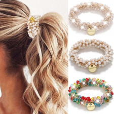 Elastici per Capelli Con Perline, Strass E Perle, 3 Pezzi, Elastici per Capelli,